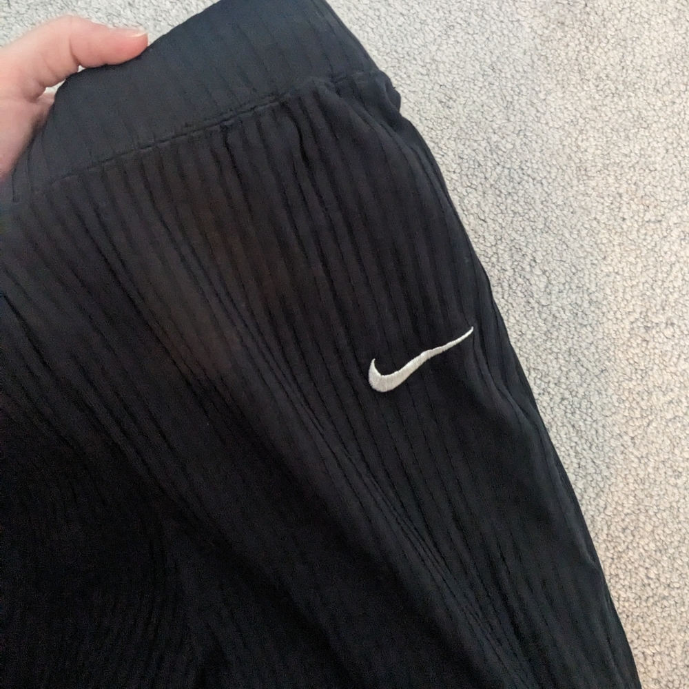 Nike Black Ribbed Flared Pants - Picture 2 of 3